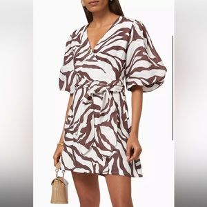 Faithfull The Brand Godiva Wrap Dress Javelina Animal Print Size USA 4 (Small)